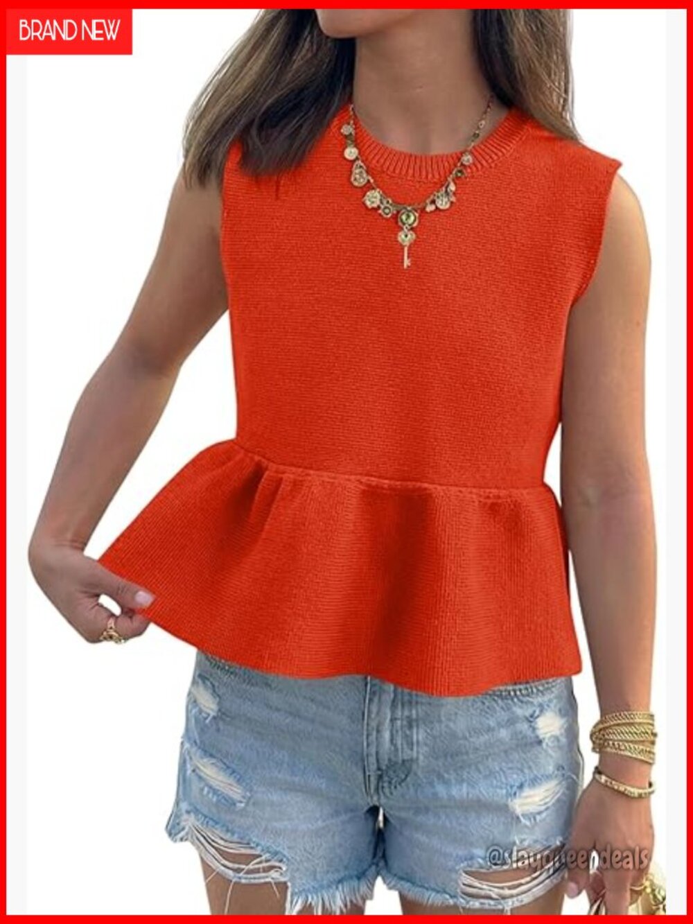 Peplum Tank Top Ribbed Knit Babydoll Sleeveless Crop Top Sweater Vest